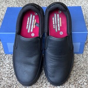 Skechers Men's Black Leather Slip-Ons